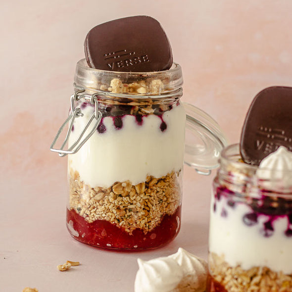 Yogurt Berry Parfait with Granola and Strawberry Jam