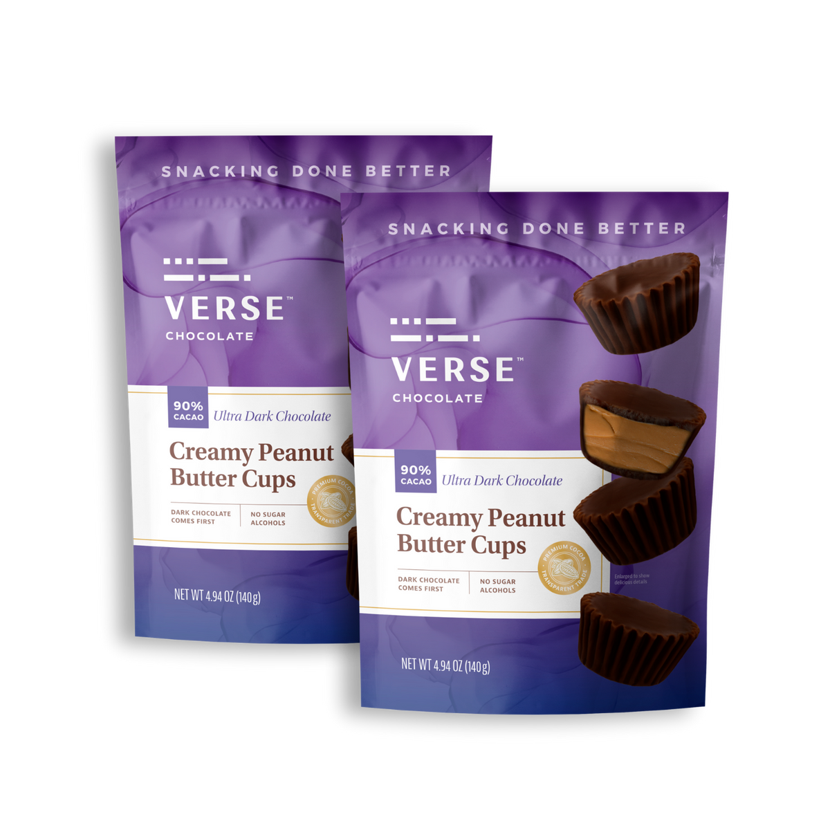 Verse 90% Ultra Dark Chocolate Peanut Butter Cups | Verse Chocolate