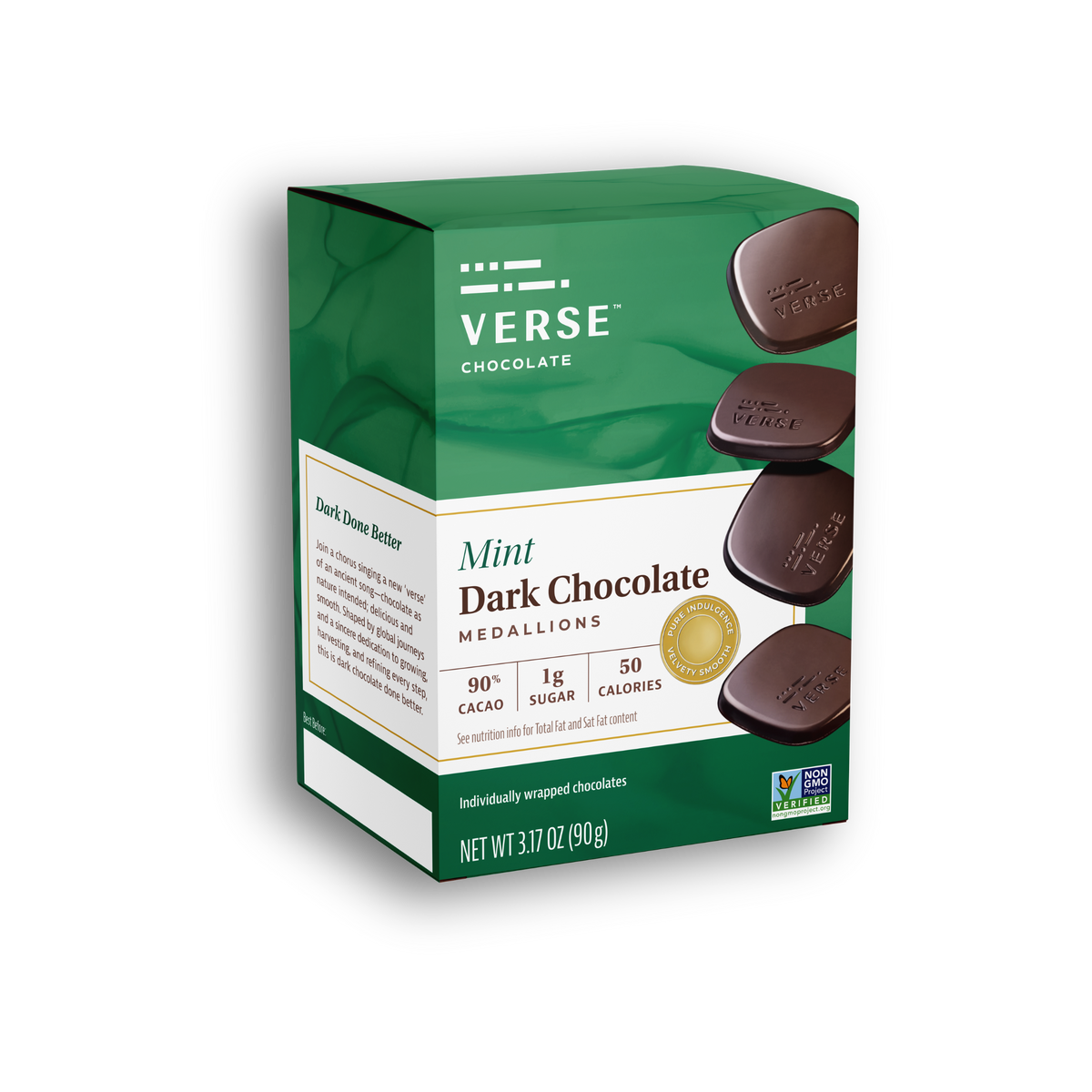 mint_chocolate71  Mint 90% Ultra Dark Chocolate Squares (2-pack) | Verse Chocolate