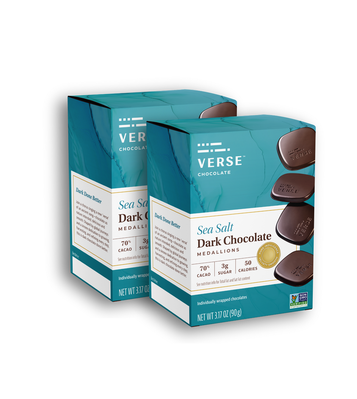 Sea Salt 70% Dark Chocolate Squares (2PK) | Verse Chocolate