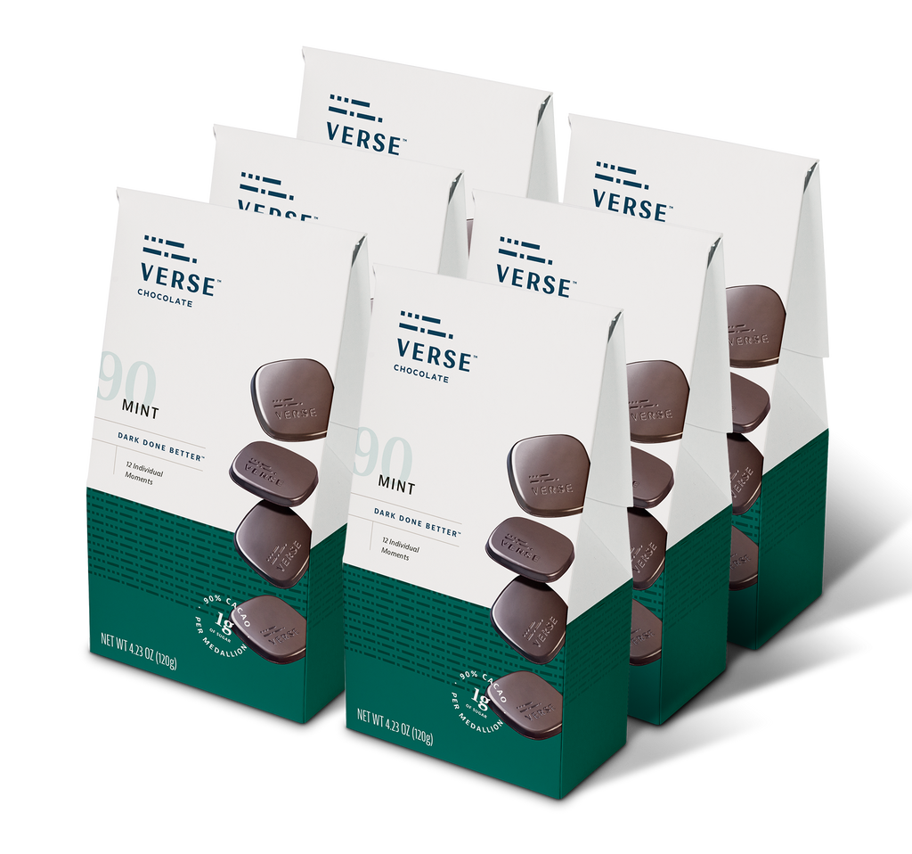 Verse Mint<br/>90% Dark Chocolate<br/>Wholesale Case of 6 - Verse Chocolate